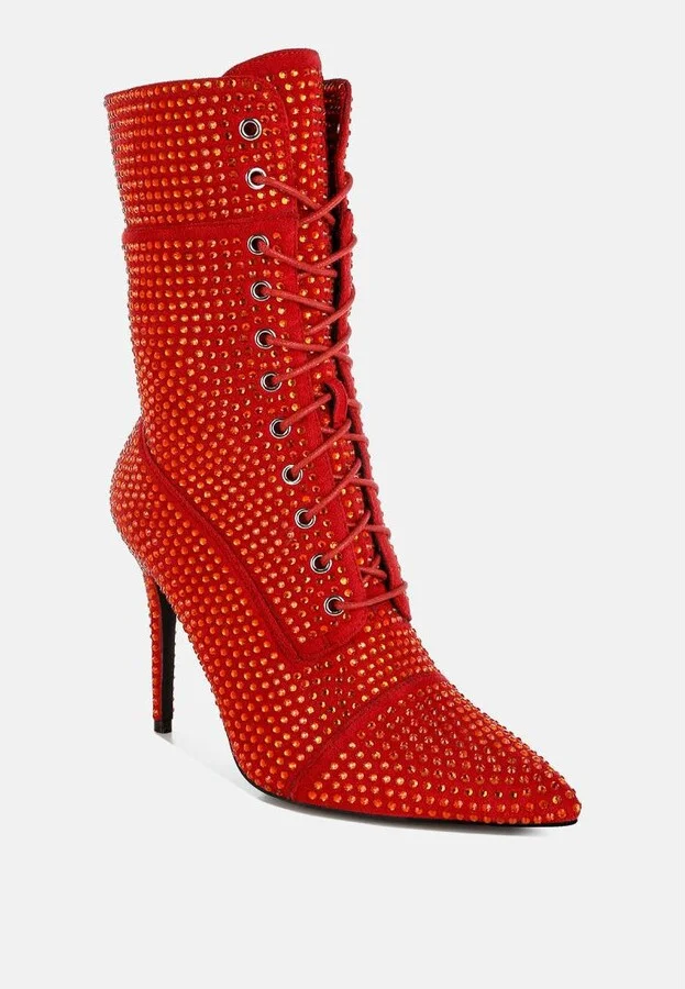 Bitetto Rhinestones Embellished Calf Boots - Image 2