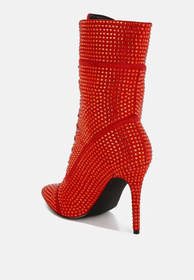 Bitetto Rhinestones Embellished Calf Boots - Image 3