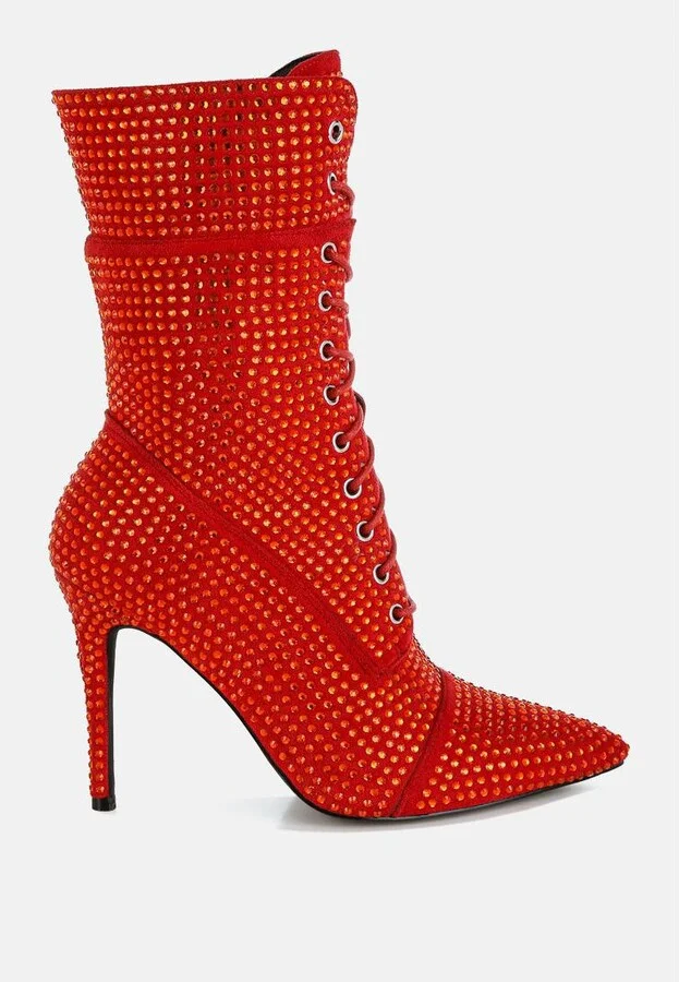 Bitetto Rhinestones Embellished Calf Boots