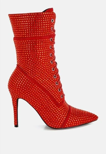 Bitetto Rhinestones Embellished Calf Boots Women