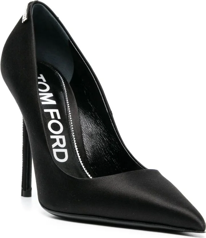 Black 105 Crystal Satin Pumps - Image 2