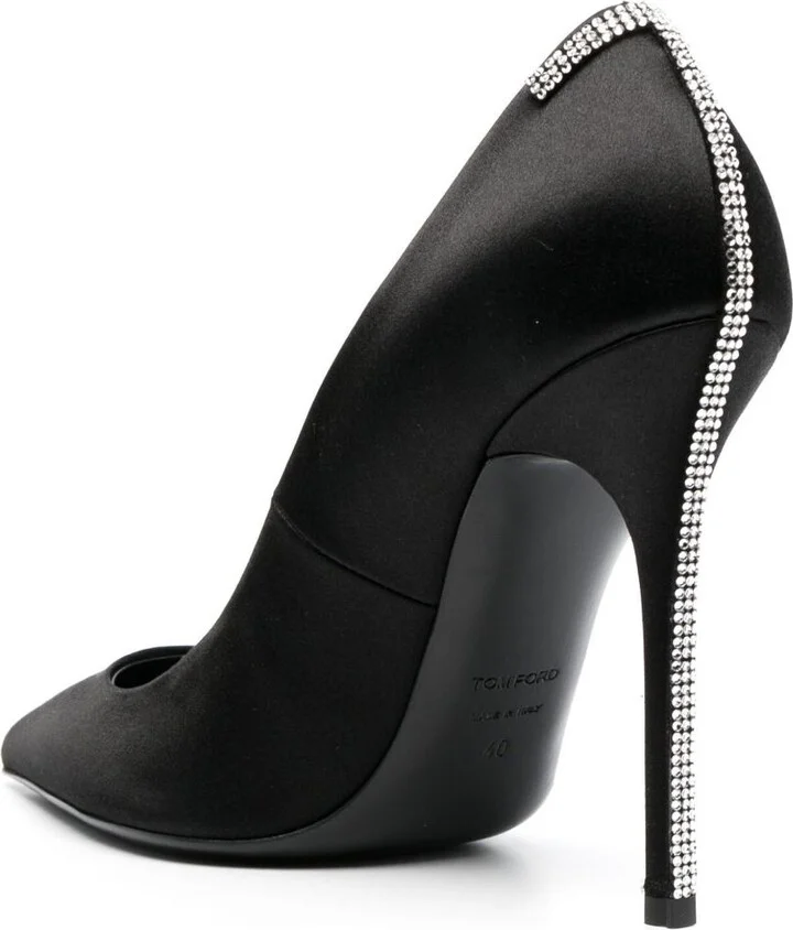 Black 105 Crystal Satin Pumps - Image 3