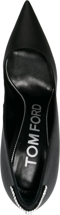 Black 105 Crystal Satin Pumps - Image 4