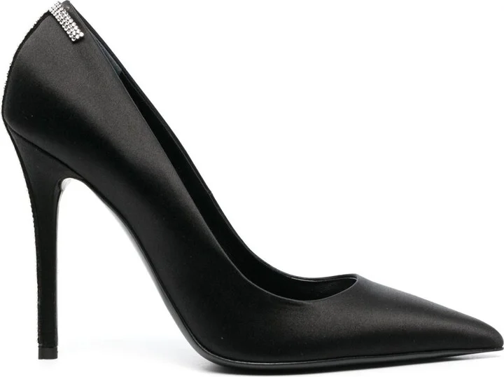 Black 105 Crystal Satin Pumps
