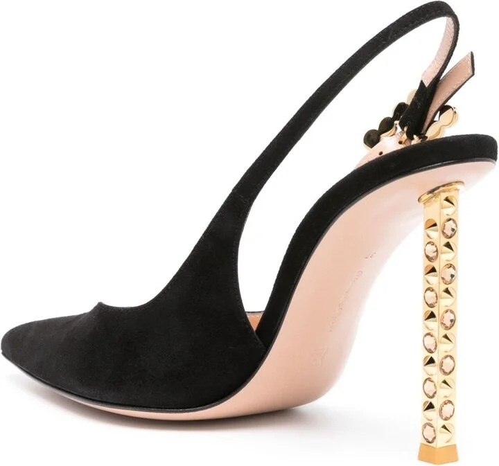 Black 110 Studded-Heel Slingback Pumps - Image 3