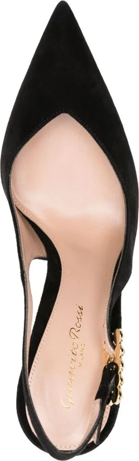 Black 110 Studded-Heel Slingback Pumps - Image 4