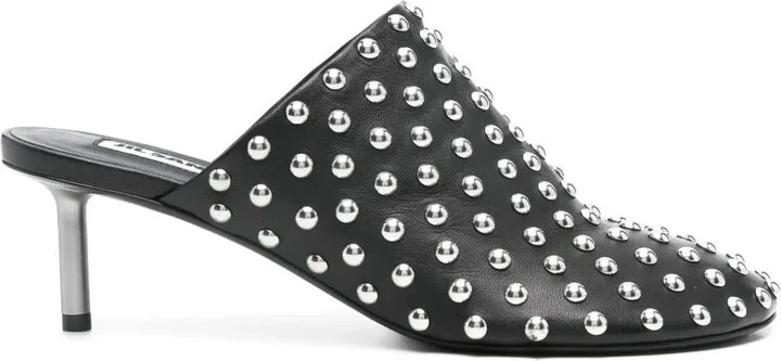Black 60 Leather Studded Mules