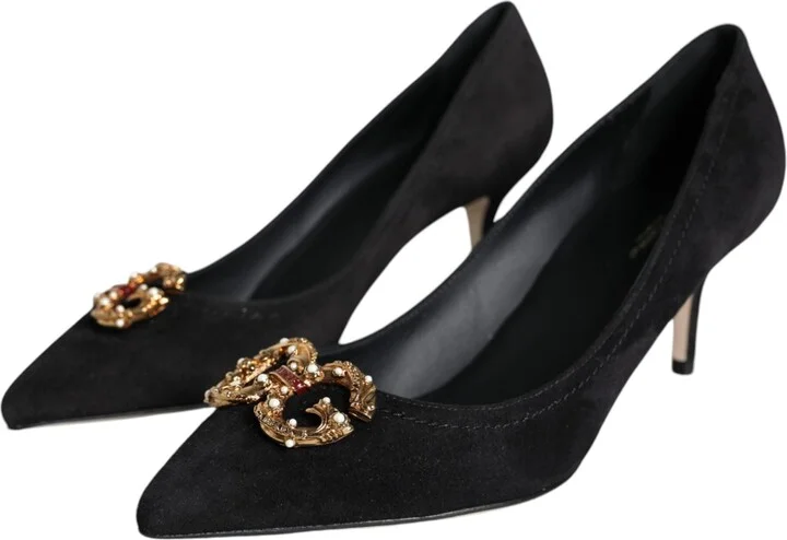 Black Amore Suede Bellucci Heels Pumps Women's Shoes (Pre-Owned) - Image 3