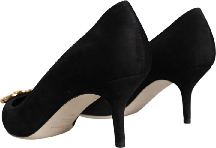Black Amore Suede Bellucci Heels Pumps Women's Shoes (Pre-Owned) - Image 4