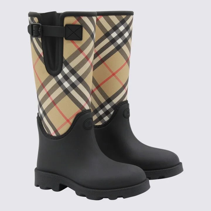 Black And Beige Marsh Stamp Boots - Image 2