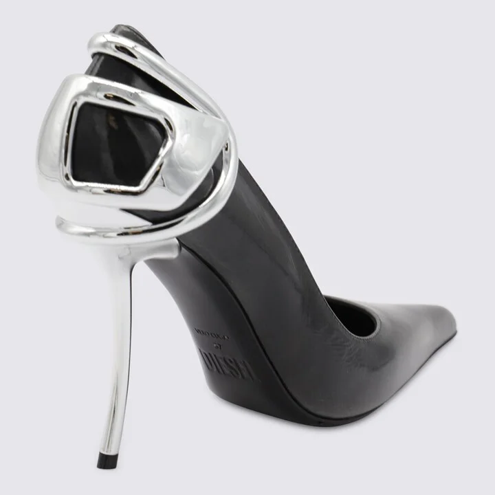 Black And Silver Leather Pumps - Image 3