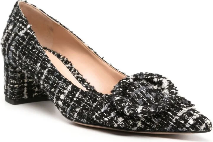 Black And White Buckle Detail Tweed Pumps - Image 2