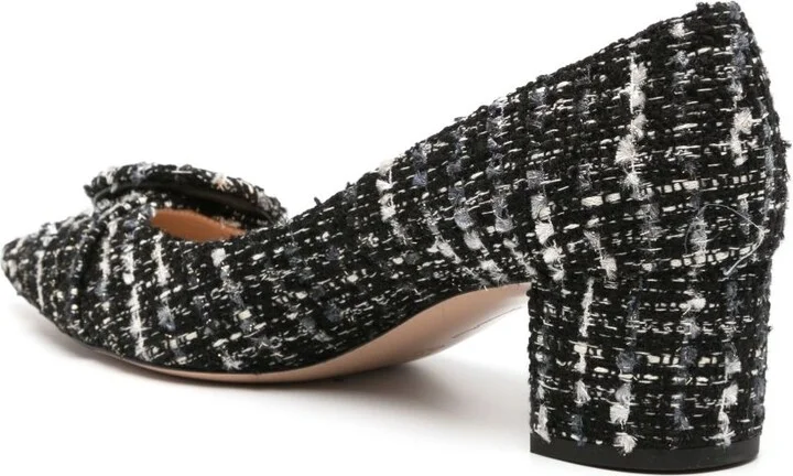Black And White Buckle Detail Tweed Pumps - Image 3