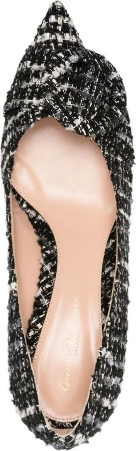 Black And White Buckle Detail Tweed Pumps - Image 4