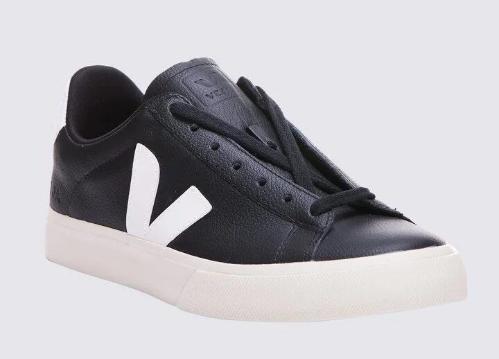 Black And White Faux Leather Campo Sneakers - Image 2
