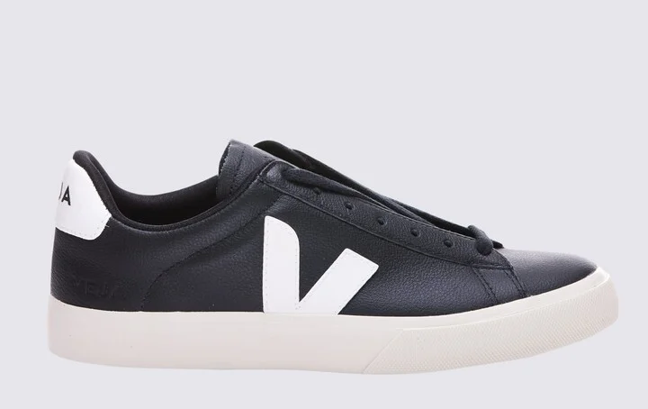 Black And White Faux Leather Campo Sneakers