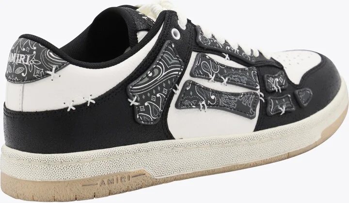 Black And White Leather Bandana Skell Low Top Sneakers - Image 3