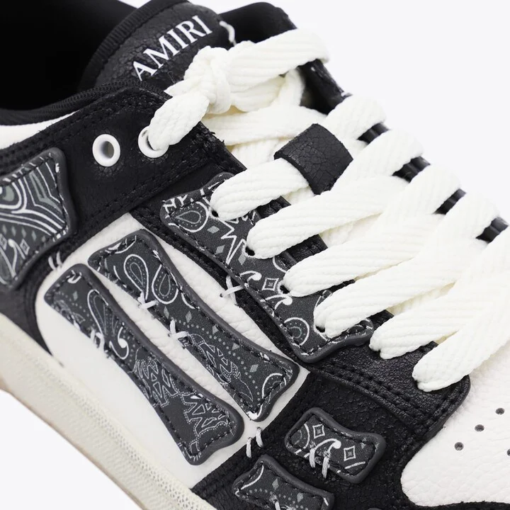 Black And White Leather Bandana Skell Low Top Sneakers - Image 4