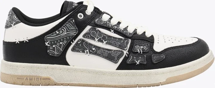 Black And White Leather Bandana Skell Low Top Sneakers
