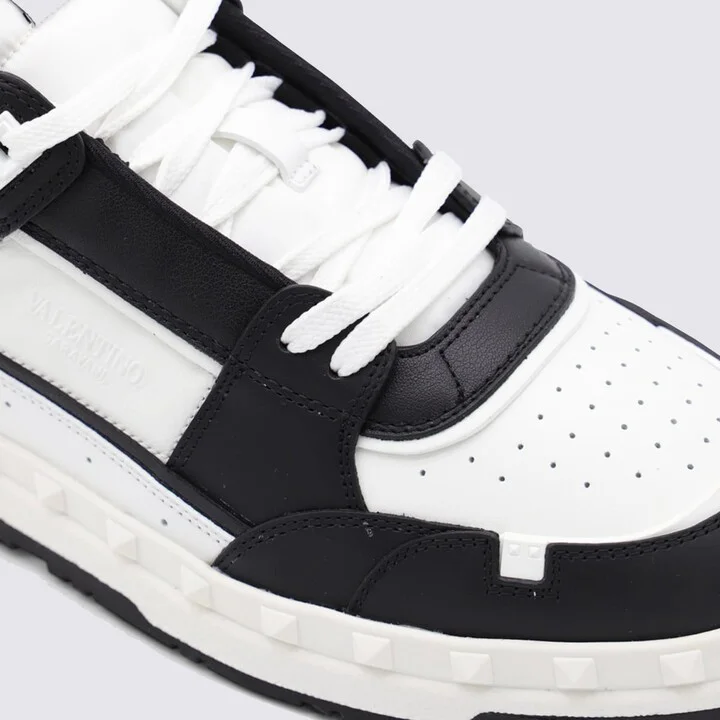 Black And White Leather Sneakers - Image 3