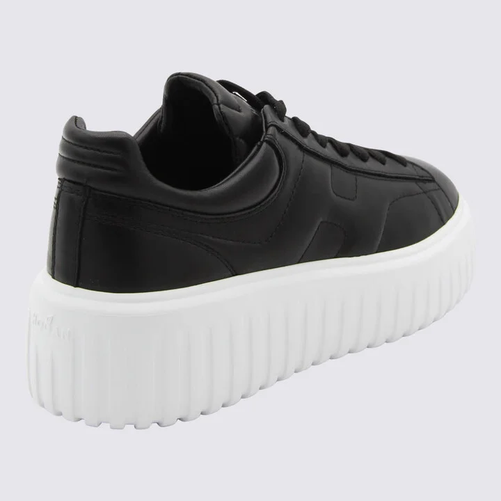 Black And White Leather Sneakers - Image 2