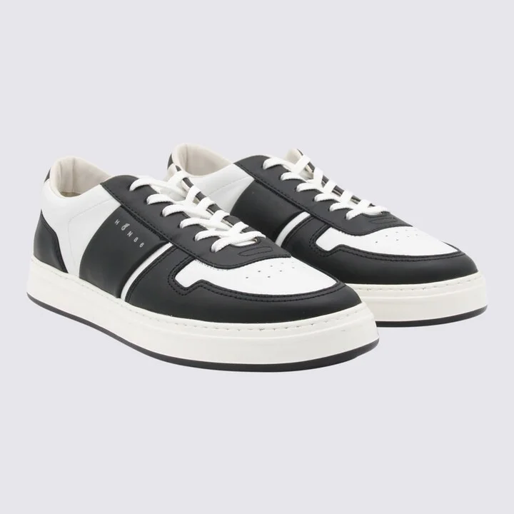 Black And White Leather Sneakers - Image 2