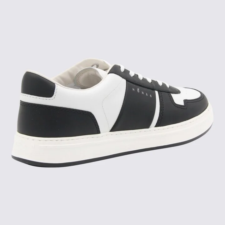 Black And White Leather Sneakers - Image 3