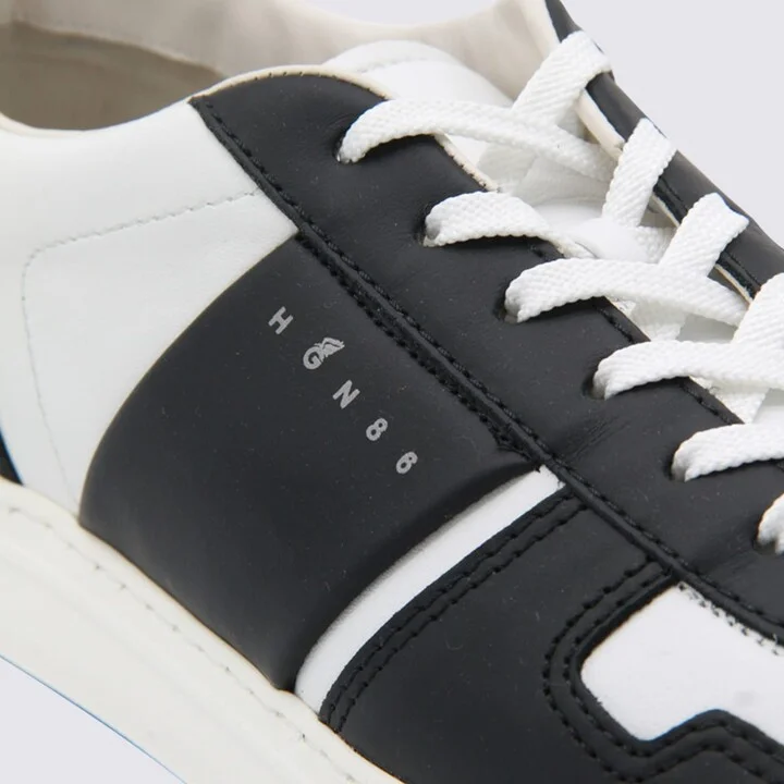 Black And White Leather Sneakers - Image 4