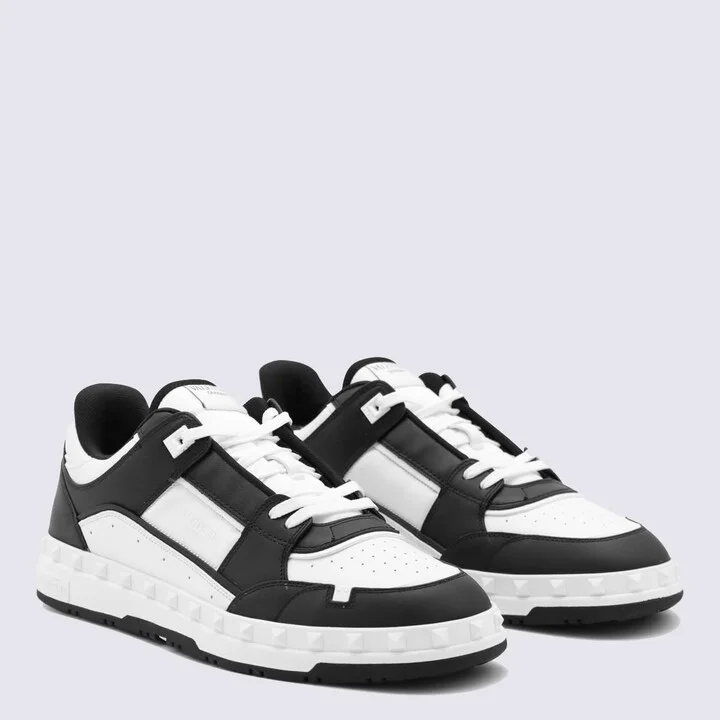 Black And White Leather Sneakers