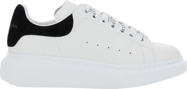 Black And White Low Top Sneakers With Logo Lettering On The Tongue And Contrasting Heel With Logo Lettering In Leather Woman