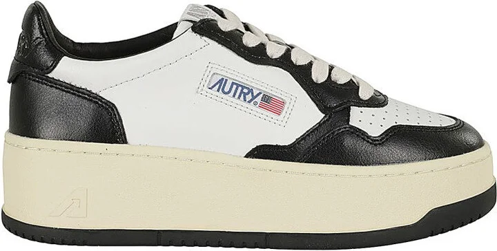 Black And White Platform Low Sneakers