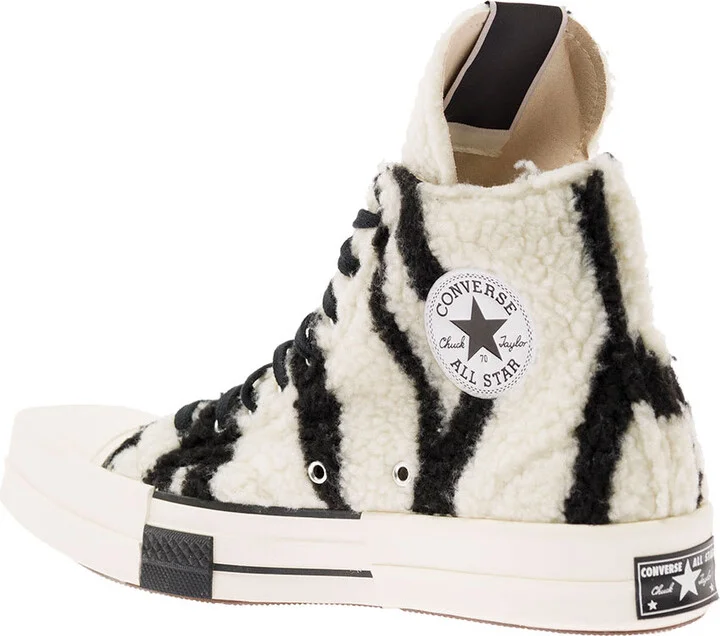 Black And White Shearling Sneakers In Cotton Woman - Image 3