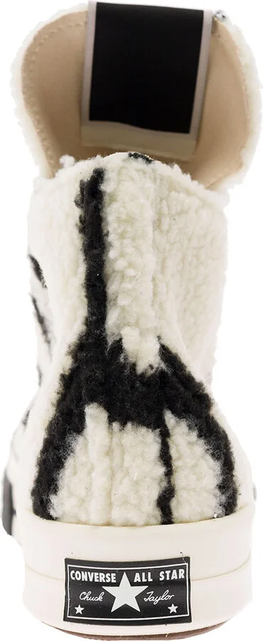 Black And White Shearling Sneakers In Cotton Woman - Image 4