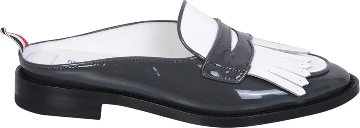 Black And White Varsity Mule Loafer