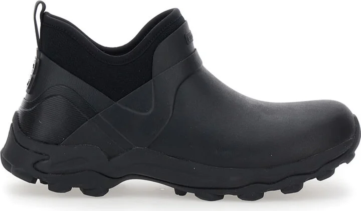 Black Ankle Boots With 4g Motif In Rubber And Fabric Man