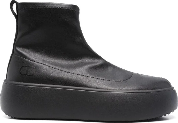 Black Ankle Boots With Elevated Platform Sole