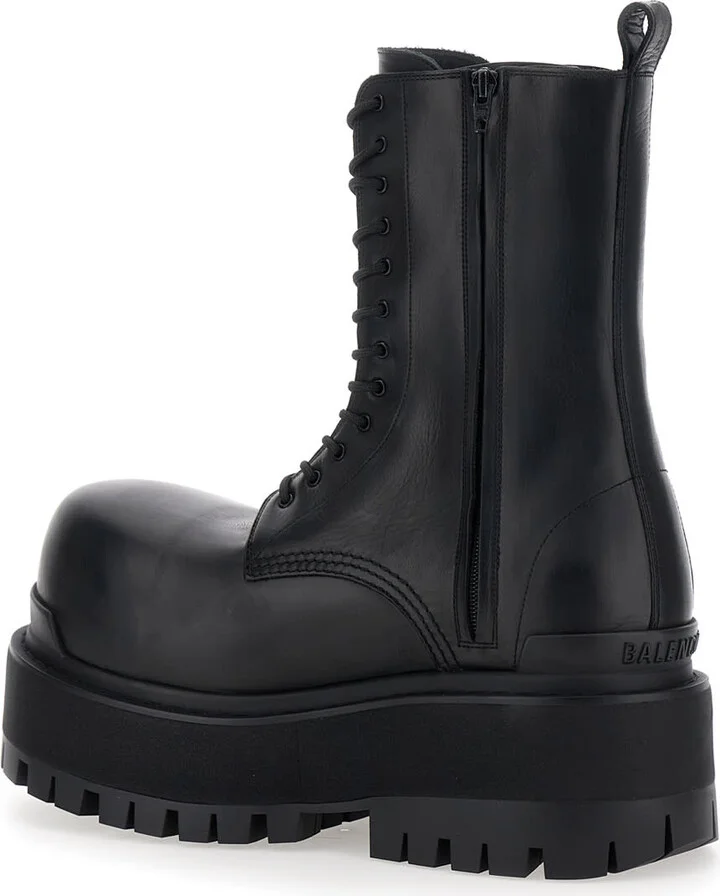Black Ankle Boots With Logo Plaque On The Front And Side Zips In Leather Man - Image 3