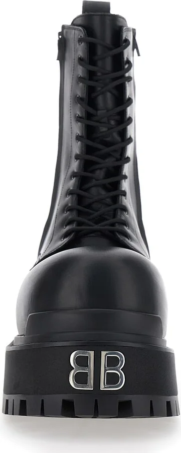 Black Ankle Boots With Logo Plaque On The Front And Side Zips In Leather Man - Image 4