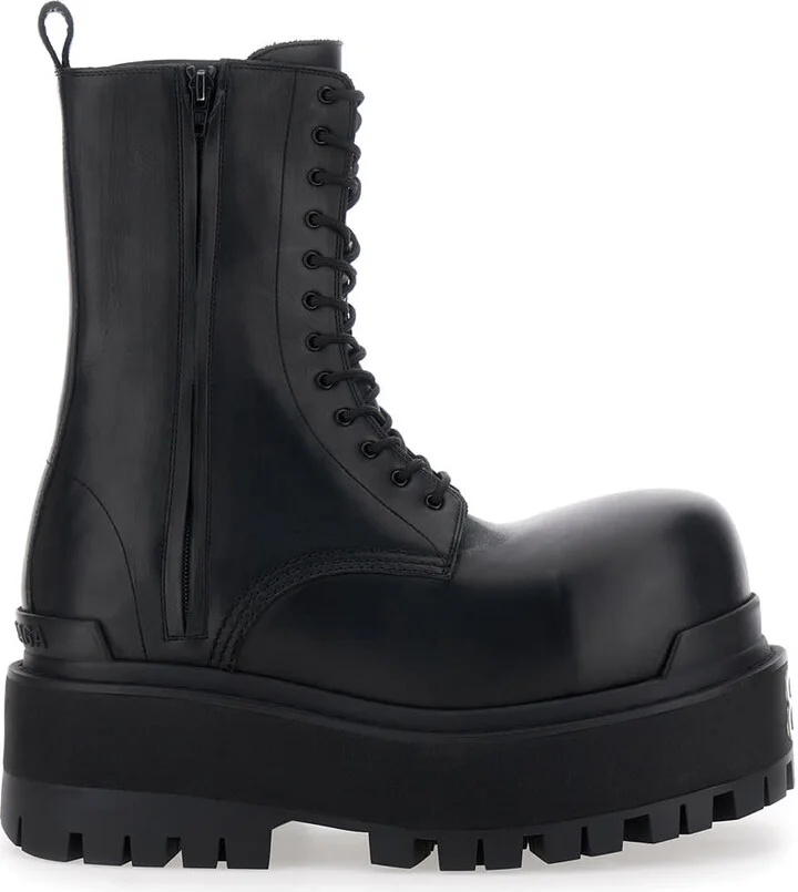 Black Ankle Boots With Logo Plaque On The Front And Side Zips In Leather Man