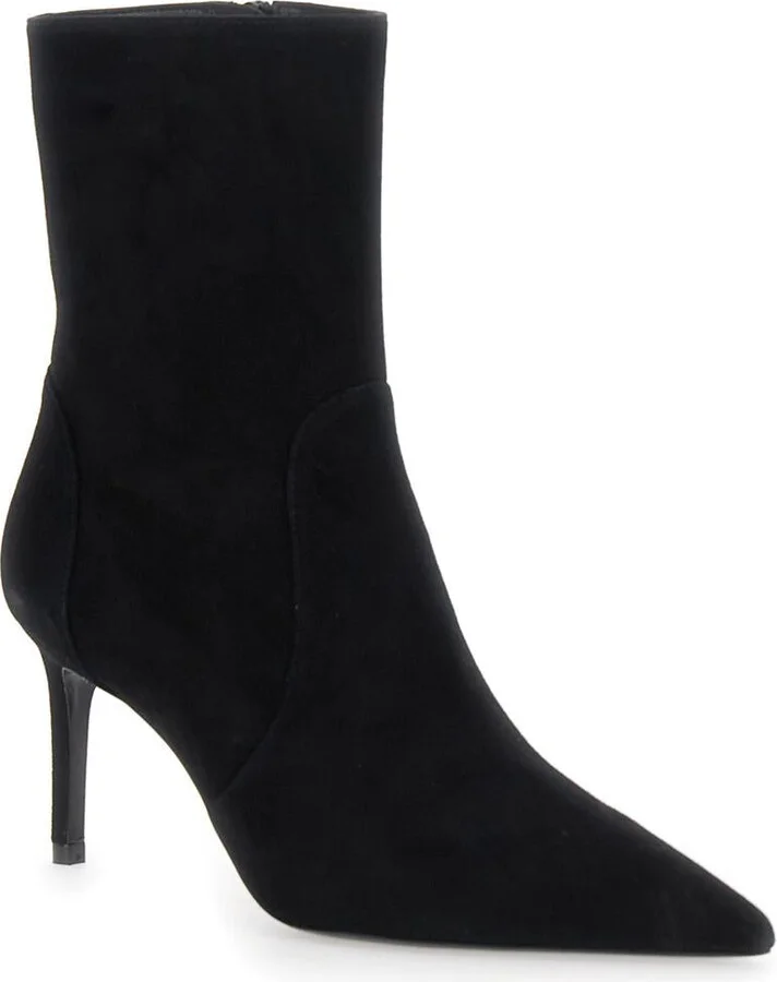 Black Ankle Boots With Stiletto Heel And Zip Closure On The Side In Suede Woman - Image 2