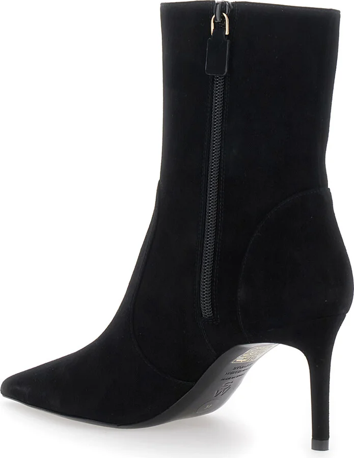 Black Ankle Boots With Stiletto Heel And Zip Closure On The Side In Suede Woman - Image 3