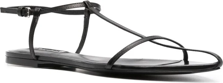 Black Ankle-Strap Leather Sandals - Image 2
