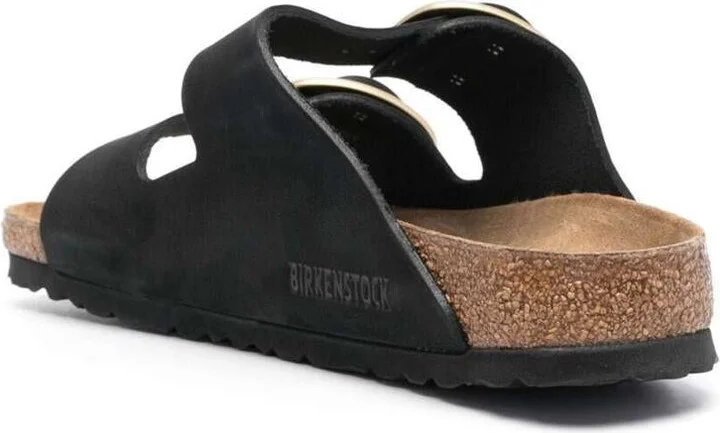 Black 'Arizona' Strap-Sandals With Golden-Tone Buckle In Leather - Image 3