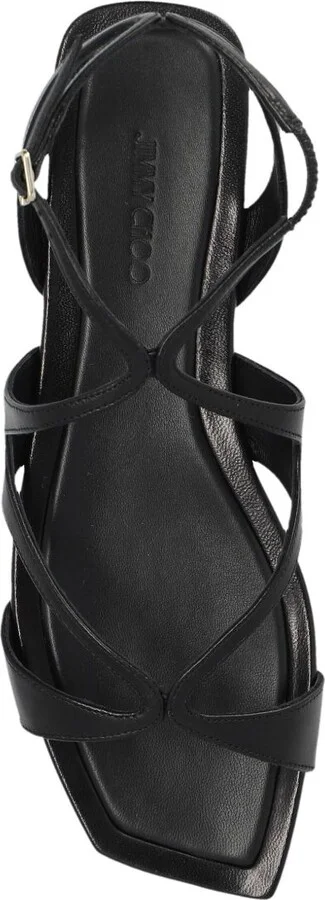 Black Ayla Flat Leather Sandals - Image 4