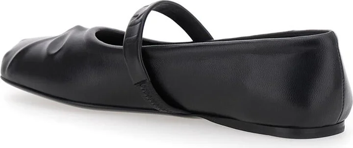 Black Ballerinas With Embossed Bow Detail On The Front In Leather Woman - Image 3