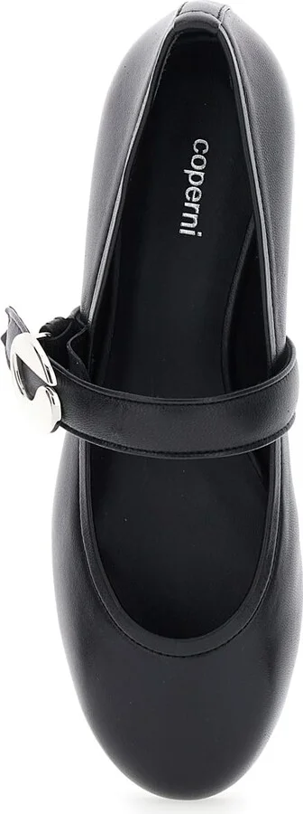 Black Ballerinas With Metallic Logo And Strap In Smooth Leather Woman - Image 4