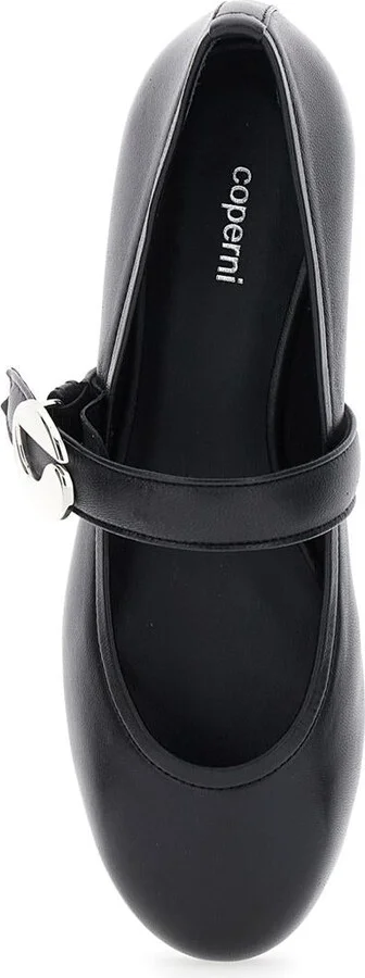 Black Ballerinas With Metallic Logo And Strap In Smooth Leather Woman - Image 4