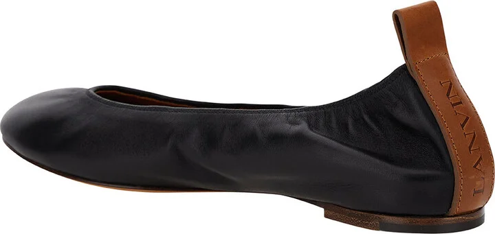 Black Ballet Flats In Leather Woman - Image 3