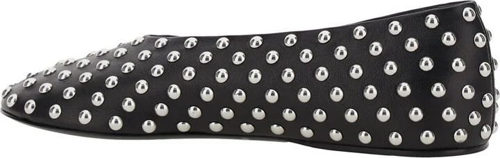 Black Ballet Flats With All-over Stud In Leather Woman - Image 3