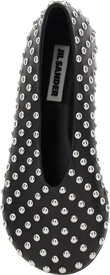 Black Ballet Flats With All-over Stud In Leather Woman - Image 4
